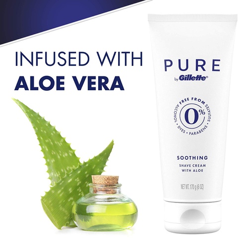  PURE by Gillette Soothing Shave Cream with Aloe, 6 Ounce (Pack of 3)