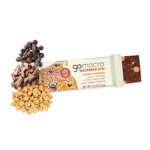  GoMacro MacroBar Mini Organic Vegan Snack Bars  Double Chocolate + Peanut Butter Chips (0.9 Ounce Bars, 24 Count)