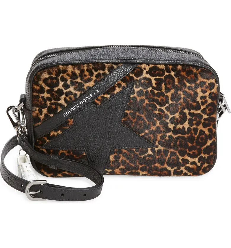 Golden Goose Star Leopard Print Genuine Calf Hair & Leather Camera Bag_BROWN LEOPARD