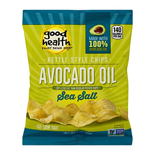  Good Health Natural Products Good Health Kettle Style Potato Chips, Avocado Oil, Sea Salt, 1 oz. Bag, 30 Pack  Gluten Free, Crunchy Chips Cooked in 100% Avocado Oil, Great for Lunches or Snacking on the Go