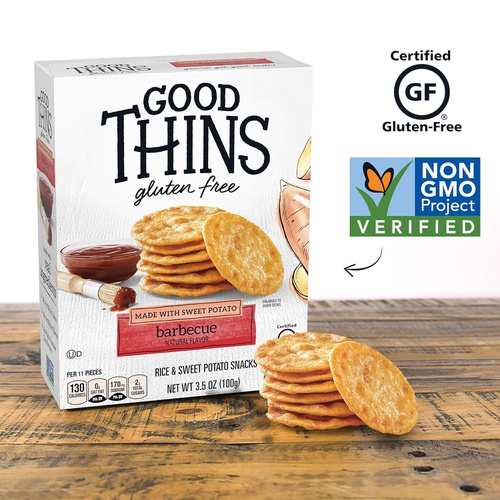  Good Thins Barbecue Rice & Sweet Potato Snacks Gluten Free Crackers, 6 - 3.5 oz Boxes