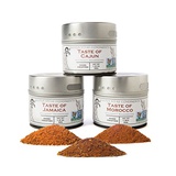 Fiery Flavors Gourmet Seasoning Collection | Non GMO Project Verified | 3 Magnetic Tins | Artisanal Spice Blends | Crafted in Small Batches by Gustus Vitae | #84