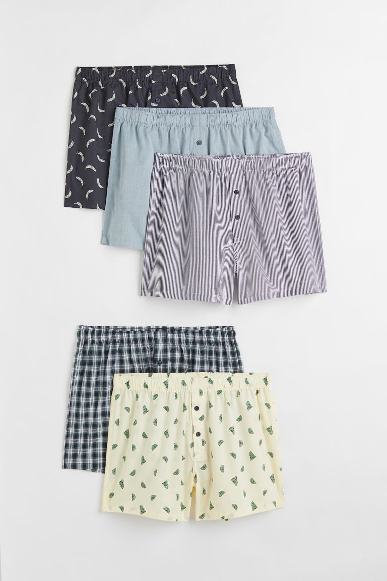 에이치앤엠 H&M 5-pack Woven Cotton Boxer Shorts
