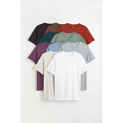 에이치앤엠 H&M 10-pack Regular Fit Crew-neck T-shirts