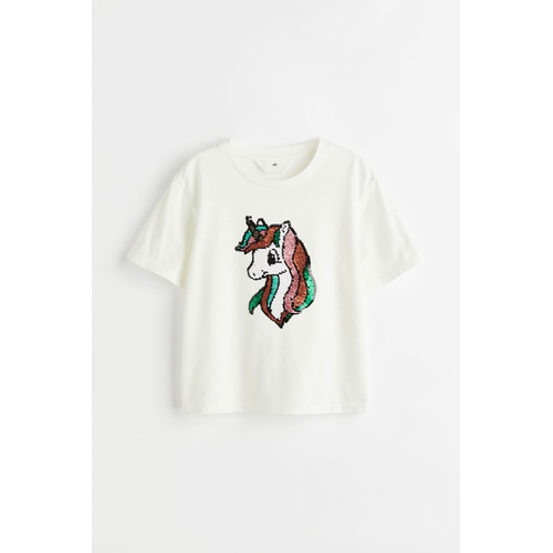 에이치앤엠 H&M Reversible Sequin-motif T-shirt