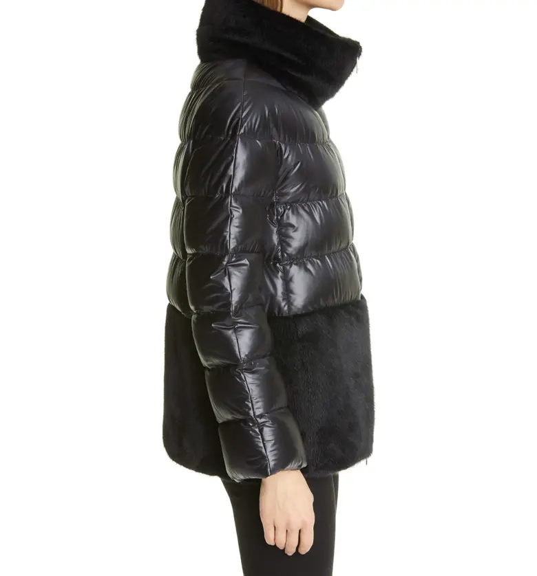  Herno Ultralight Down Puffer Jacket with Faux Fur Trim_BLACK