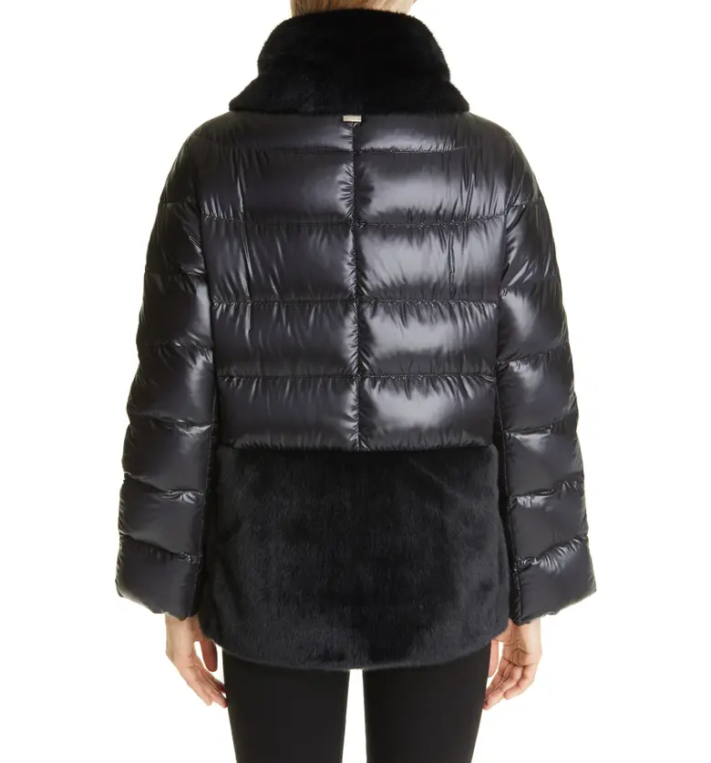  Herno Ultralight Down Puffer Jacket with Faux Fur Trim_BLACK
