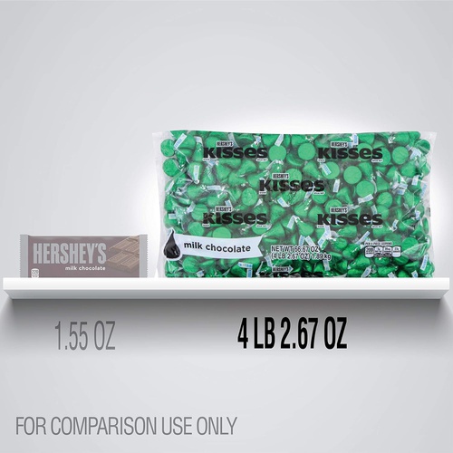 HERSHEYS KISSES Candy, Bulk Milk Chocolate, 4.1 Pounds, Green Foils, ~400 Pieces