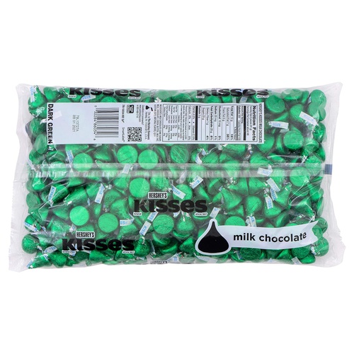  HERSHEYS KISSES Dark Green Foils Milk Chocolate Candy, Bulk, 66.67 Oz, Bag (400 Pieces)