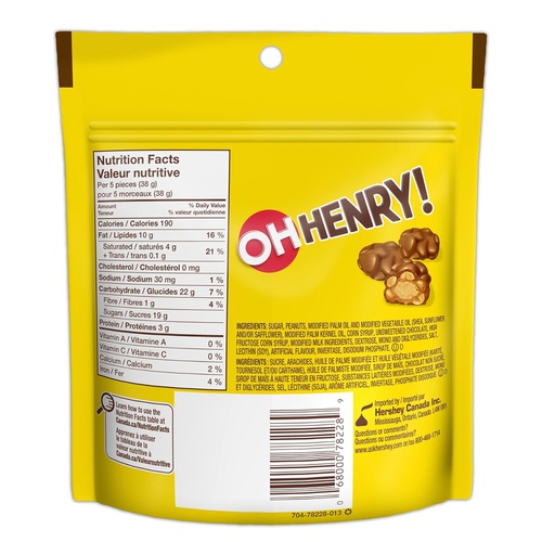  HERSHEYS OH HENRY! Chocolatey Candy, 230 Gram