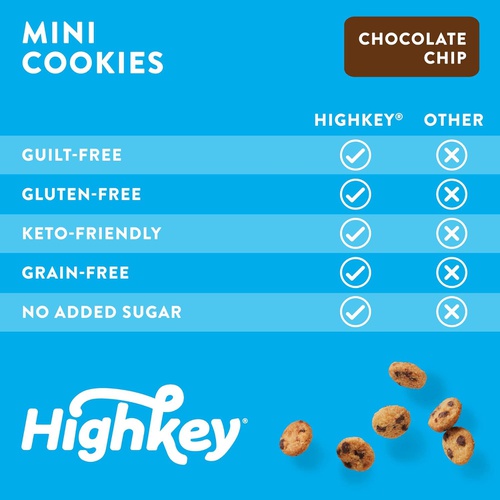  HighKey Keto Snacks Chocolate Cookies Low Carb Food - Gluten Free, Grain Free & No Sugar Added Snack - Healthy Diabetic, Paleo, & Ketogenic Desserts - Sugar Free Sweets - Mini Choc