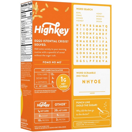  HighKey High Protein Keto Cereal - Low Carb 1g Healthy Snacks - Sugar Free Breakfast - Gluten Free Snack Food - Paleo, Diabetic, Healthy, Ketogenic Diet Friendly Grocery Cereals &
