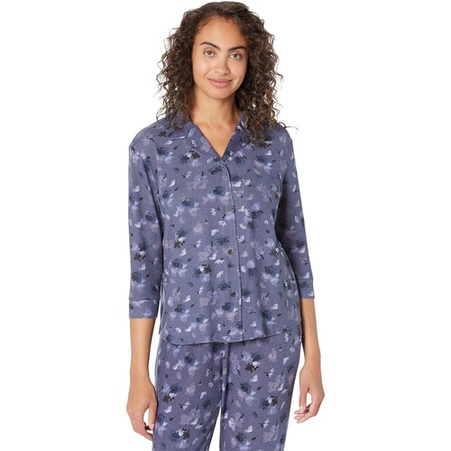  HUE Watercolor Brushed Loose Knit Button-Up Pajama Set