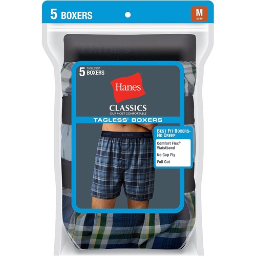 Hanes Mens Yarn Dye Exposed Waistband Boxer-Multiple Packs and Colors