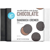 Amazon Brand - Happy Belly Double Filled with Fudge Chocolate Sandwich Cremes Cookies, 15.25 Ounce