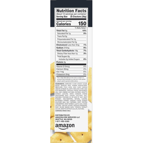  Amazon Brand  Happy Belly White Cheddar Cheese Cracker, 12.4 ounce