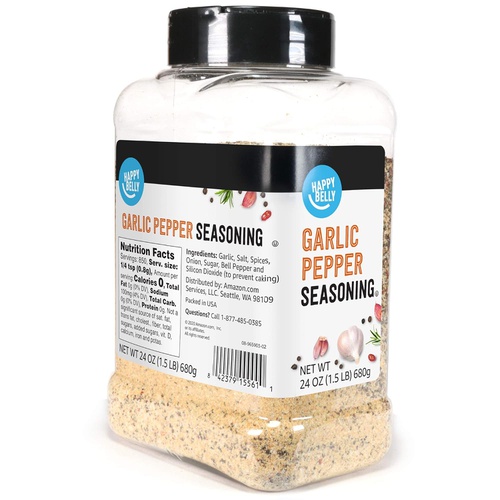  Amazon Brand - Happy Belly Garlic Pepper, 24 Ounces