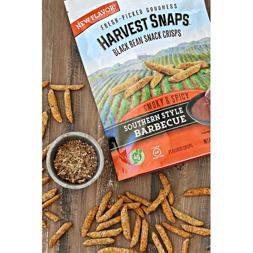  Harvest Snaps Southern Style Barbecue Black Bean Snack Crisps, Gluten-Free, Baked and Crunchy Vegetarian Snack With Plant Protein and Fiber, 3oz/3Count