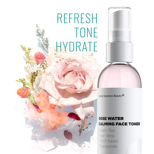  Herbal Dynamics Beauty HD Beauty Rose Water Hydrating Face Toner Mist with Calming Aloe, Hyaluronic Acid and Organic Anti-Aging Ingredients, 4 oz.
