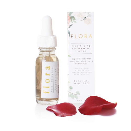  Flora Organic Rosewater Facial Toner - Honey Belle Gold Collection 0.5oz - Cleanse, Tighten, Tones & Rejuvenate | Stimulates Tissue-Regeneration to Help Prevent Wrinkles and Premat