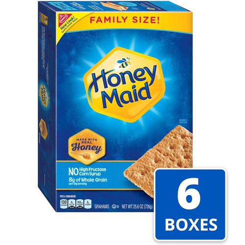  Honey Maid Honey Graham Crackers, Family Size, 6 - 25.6 oz Boxes