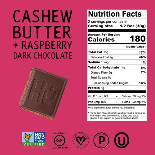  Hu Chocolate Bars | 4 Pack Raspberry Jelly Cashew Butter Chocolate | Natural Organic Vegan, Gluten Free, Paleo, Non GMO, Fair Trade Dark Chocolate | 2.1oz Each