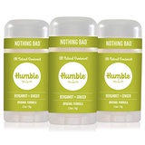 Humble Brands All Natural Aluminum Free Deodorant Stick for Women and Men, Lasts All Day, Safe, and Certified Cruelty Free, Bergamot and Ginger, Pack of 3