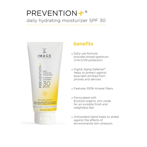  IMAGE Skincare Prevention+ Daily Hydrating Moisturizer SPF 30+, 3.2 oz (Packaging May vary)
