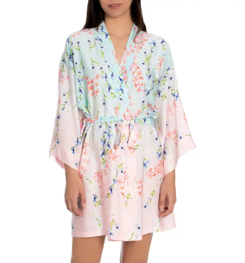 In Bloom by Jonquil Pearl Floral Satin Wrap_AQUA OMBRE