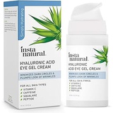 InstaNatural Hyaluronic Acid Eye Gel Facial Cream - Hydrating Dark Circle, Eye Bags Remover & Puffy Eyes Moisturizer - Crows Feet, Lines, Lifting & Firming, Brightening & Wrinkle Cream - Vitami