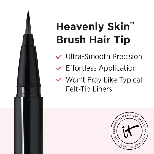  IT Cosmetics Superhero Liner - Black Liquid Eyeliner Pen - 24-Hour Waterproof Formula Won’t Budge or Smudge - With Peptides, Collagen, Biotin, Keratin & Kaolin Clay - 0.018 fl oz