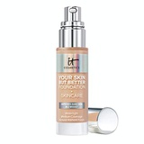 IT Cosmetics Your Skin But Better Foundation + Skincare, Medium Cool 30 - Hydrating Coverage - Minimizes Pores & Imperfections, Natural Radiant Finish - With Hyaluronic Acid - 1.0