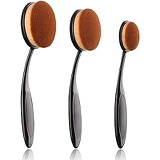 JOSALINAS Oval Makeup Brush Set Upgraded 3pcs Fast Flawless Application Toothbrush Foundation Concealer Blusher Liquid Cream Powder Cosmetic Blending Tools