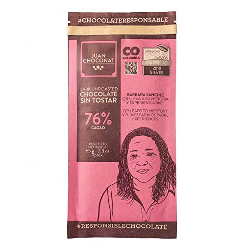 Juan Choconat Dark Chocolate (76% Unroasted Cacao) | 12 Pack | Premium Non-GMO Organic Dark Chocolate from Colombia -Gluten-Free, Vegan, and Fair Trade Chocolate - Responsible Choc