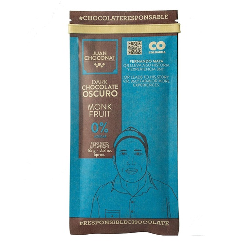  Juan Choconat Dark Chocolate with Monkfruit (100% Cacao) Premium Non-GMO Organic Dark Chocolate from Colombia -Gluten-Free, Vegan, and Fair Trade Chocolate Responsible Chocolate. 2