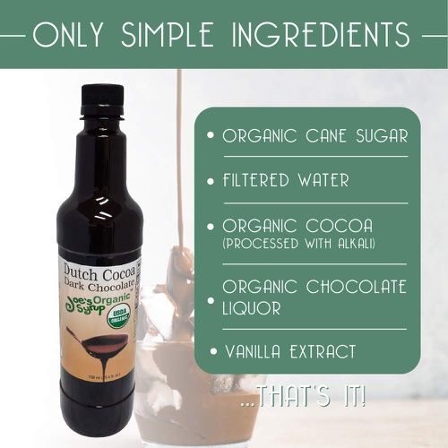  Joes Syrup Organic Flavored Syrup, Organic Dutch Cocoa Dark Chocolate Sauce, 750 ml