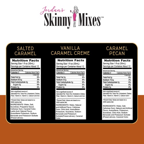  Jordans Skinny Mixes Jordan’s Skinny Syrups Caramel Collection Syrup Trio, Sugar Coffee Free Flavoring Syrup, 12.7 Ounce Bottle (Pack of 3) Caramel Collection Trio, 38.1 Fl Oz
