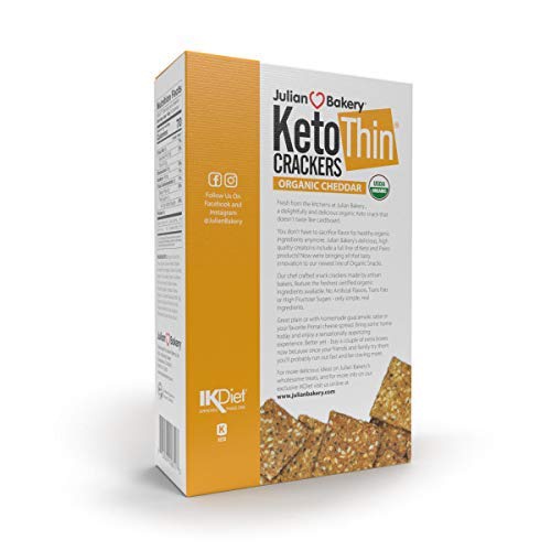 Julian Bakery Keto Thin Crackers | Organic Cheddar | USDA Organic | Gluten-Free | Grain-Free | GMO Free | Low Carb | 1 Pack
