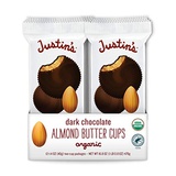 Justins Nut Butter Justins Organic Almond Butter Cups, Dark Chocolate, Rainforest Alliance Certified Cocoa, 12 Pack (2 cups each)