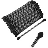 KEJIA 30 PCS Professional Double-End Eyeshadow Brushes Cosmetic Tool with 12 cm Long Handle, Disposable Dual Sides Eyeshadow Sponge Brushes Makeup Applicator, Black