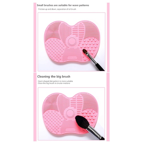  KHXXJCY Makeup Brush Cleaning Mat, 2 (green + pink) Silicone Brush Cleaning Mat, Silicone, Suction Cup Portable Makeup Brush Cleaning Tool