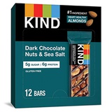 KIND Bars, Dark Chocolate Nuts & Sea Salt, Gluten Free, Low Sugar, 1.4oz, 12 Count