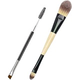 KINGMAS Dual Ended Foundation and Eyebrow Brush set for Face and Eye Beauty Makeup Tool