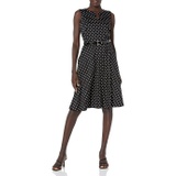 Karl Lagerfeld Paris Womens Polka Dot Cotton Fit and Flare Dress