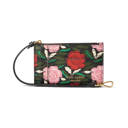 케이트스페이드 Kate Spade New York Morgan Rose Garden Printed Saffiano Leather Coin Card Case Wristlet