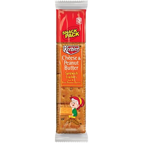  Keebler 21165 Sandwich Crackers, Cheese & Peanut Butter, 8-Piece Snack Pack, 12/Box