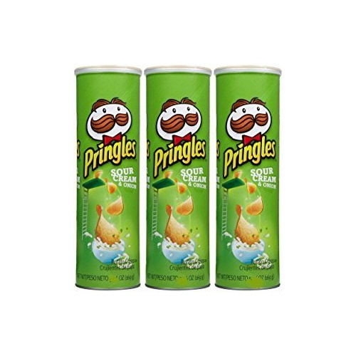  Kelloggs Pringles Sour Cream & Onion Potato Crisps Chips 5.5 oz. (Pack of 3 Cans)