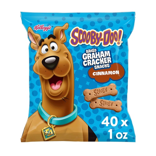  Kelloggs Crackers Kelloggs Scooby-Doo! Graham Cracker Snacks, Cinnamon, Made with Whole Grain, 40oz Case (40 Count)
