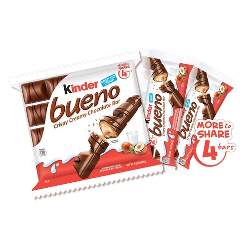  Kinder Bueno Milk Chocolate & Hazelnut Cream Candy Bar, Perfect Easter Basket Stuffers for Kids, Gifts, 8 Pack, 4 Individually Wrapped .75 Oz Bars Per Pack