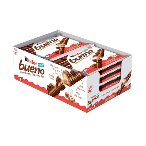  Kinder Bueno Milk Chocolate & Hazelnut Cream Candy Bar, Perfect Easter Basket Stuffers for Kids, Gifts, 8 Pack, 4 Individually Wrapped .75 Oz Bars Per Pack